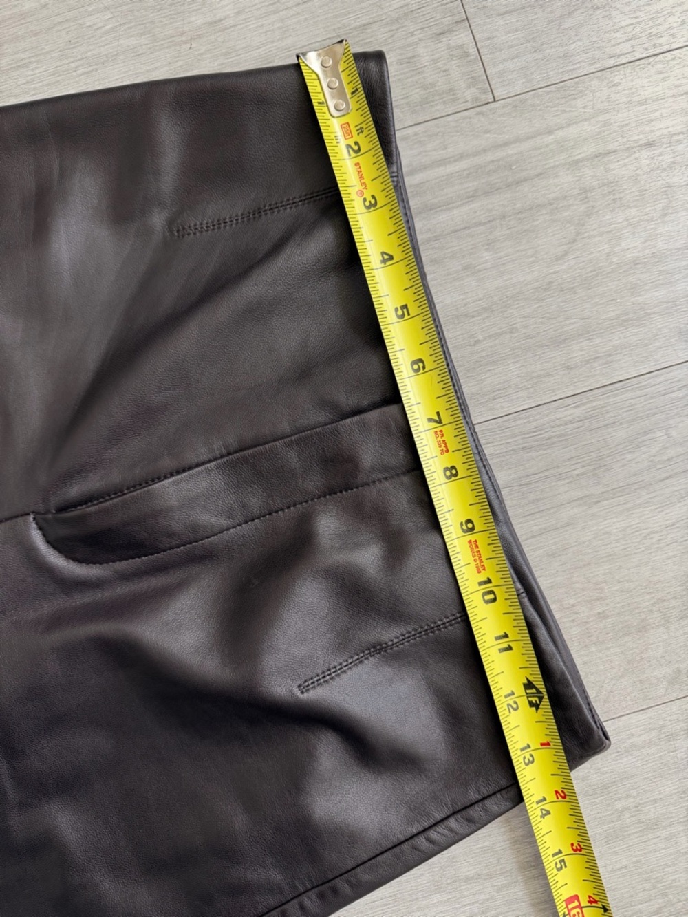 The Frankie Shop Genuine Lambskin Leather Straight Leg Pants Dark Brown Size XS - Picture 7 of 11